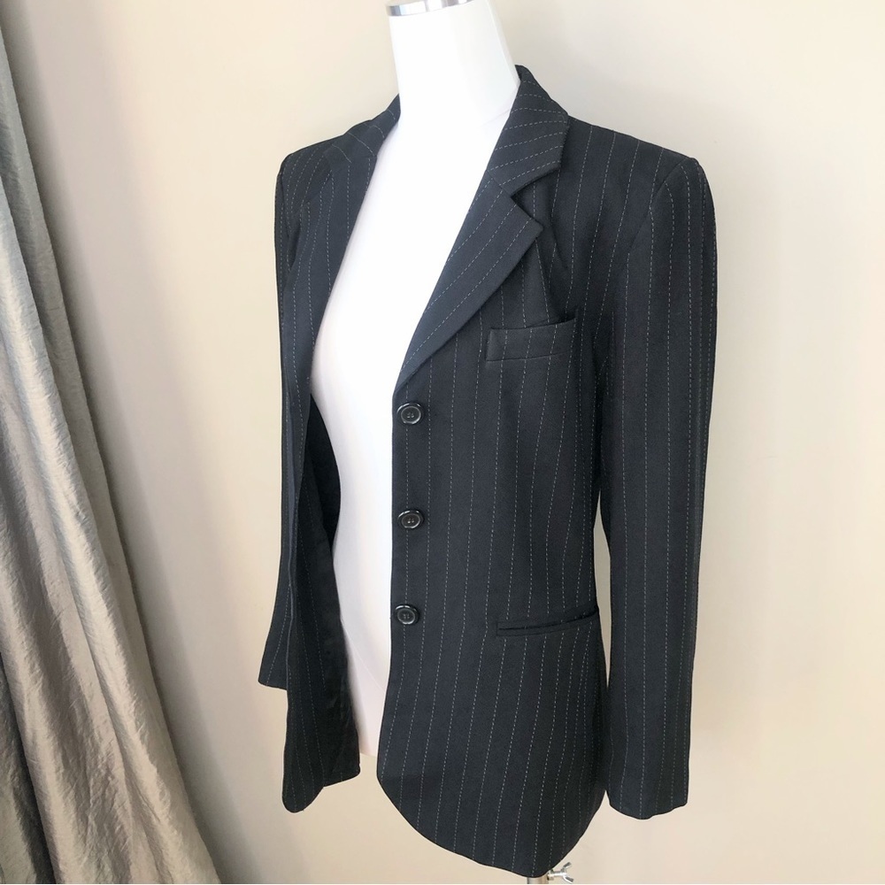 Vintage navy blue pinstripe hourglass blazer M